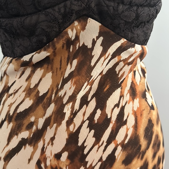 Leopard print mesh hanging from a gorgeous lace top. Form fitting on top. - Picture 5 of 8